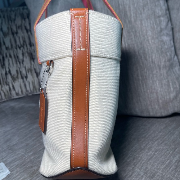 Coach Cream Canvas Tote with Pink and Tan Accents - Picture 4 of 8